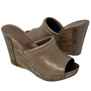 See by Chloe Wood Heel Wedge Leather Brown Shoes EU 37